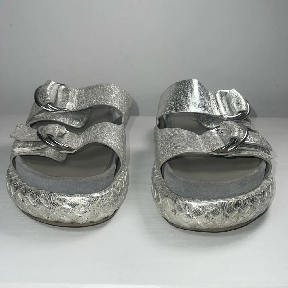 FREE PEOPLE Silver Panama Leather Platform Sandal Sz. 36 - Picture 2 of 10